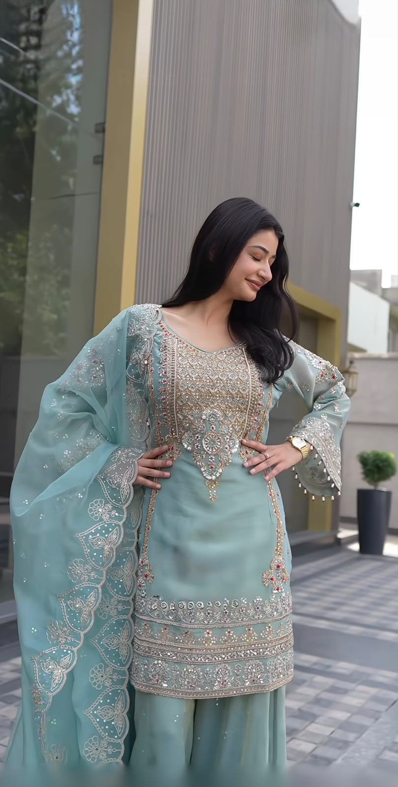 NSR 904 Dusty Blue Faux Georgette Salwar Suit with Mirror Work & Embroidery Work. Get it for ₹2399. Delivery 4-6 Working Days. Shop now. | Jump Suits, Straight Suits, Casual Suits, Creative suits, Designer Suits, Palazzo Suits, Party Wear Suits, Patiala Suits, Salwar suit
