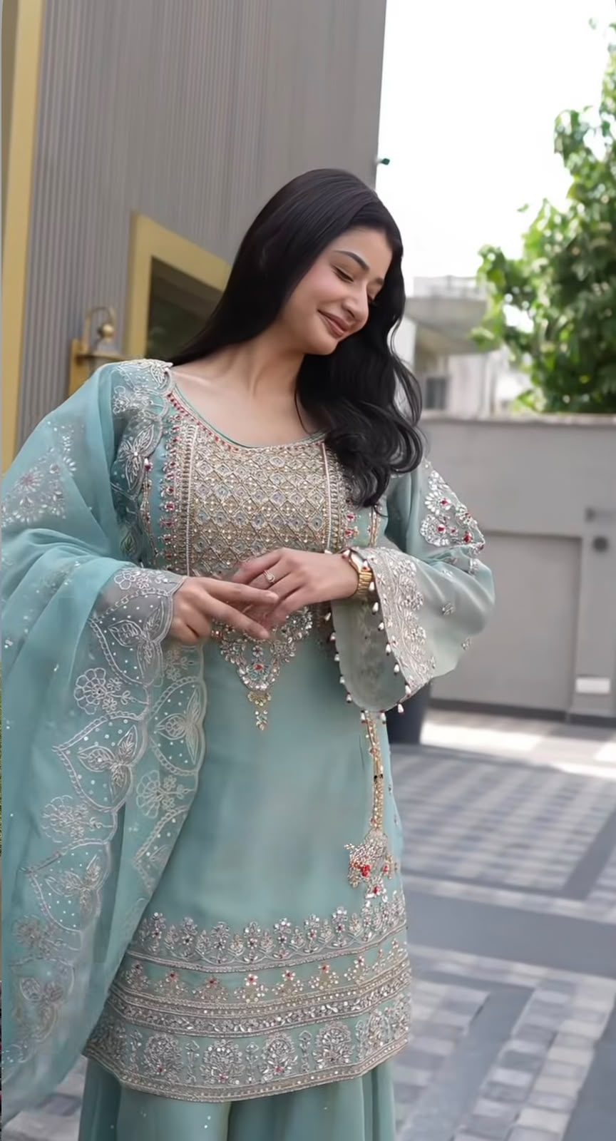 NSR 904 Dusty Blue Faux Georgette Salwar Suit with Mirror Work & Embroidery Work. Get it for ₹2399. Delivery 4-6 Working Days. Shop now. | Jump Suits, Straight Suits, Casual Suits, Creative suits, Designer Suits, Palazzo Suits, Party Wear Suits, Patiala Suits, Salwar suit