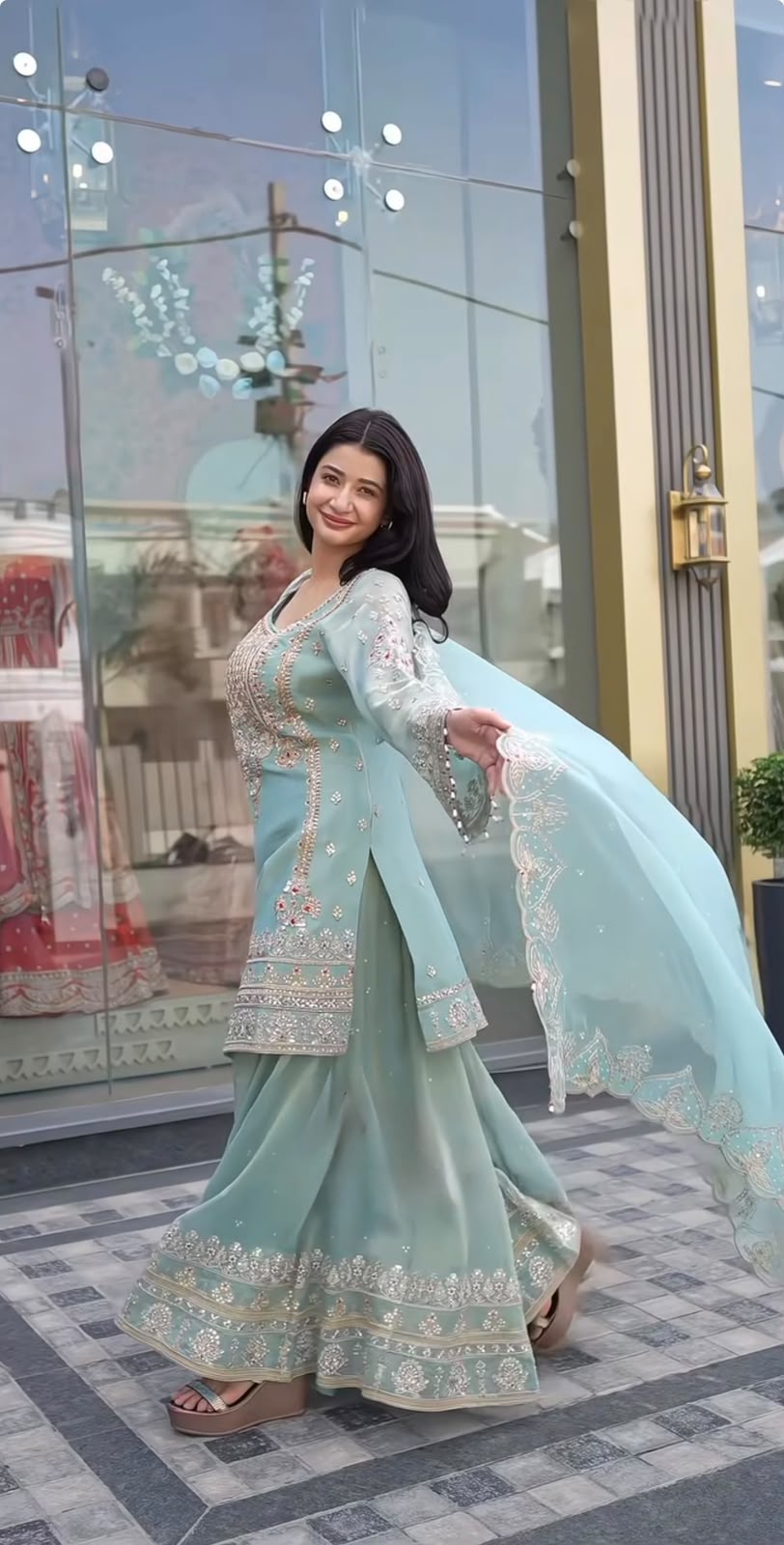 NSR 904 Dusty Blue Faux Georgette Salwar Suit with Mirror Work & Embroidery Work. Get it for ₹2399. Delivery 4-6 Working Days. Shop now. | Jump Suits, Straight Suits, Casual Suits, Creative suits, Designer Suits, Palazzo Suits, Party Wear Suits, Patiala Suits, Salwar suit