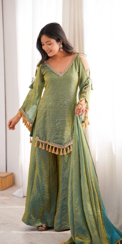 SRK 5357 Green Doremon Crush Salwar Suit Perfect for Wedding, Party, Traditional Day, Baisakhi, Karwa Chauth – . Exclusive Offer ₹2099. Delive | Jump Suits, Straight Suits, Casual Suits, Creative suits, Designer Suits, Palazzo Suits, Party Wear Suits, Patiala Suits, Salwar suit