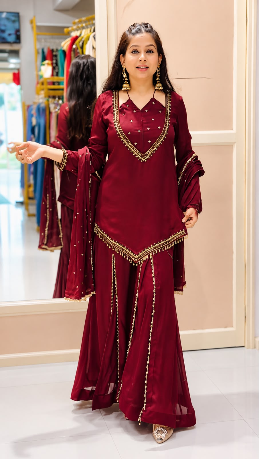 JF 054 Maroon Color Roman Silk Salwar Suit with Embroidery Work. Available at ₹2399 only. Delivery 4-6 Working Days. Shop now. | Jump Suits, Straight Suits, Casual Suits, Creative suits, Designer Suits, Palazzo Suits, Party Wear Suits, Patiala Suits, Salwar suit