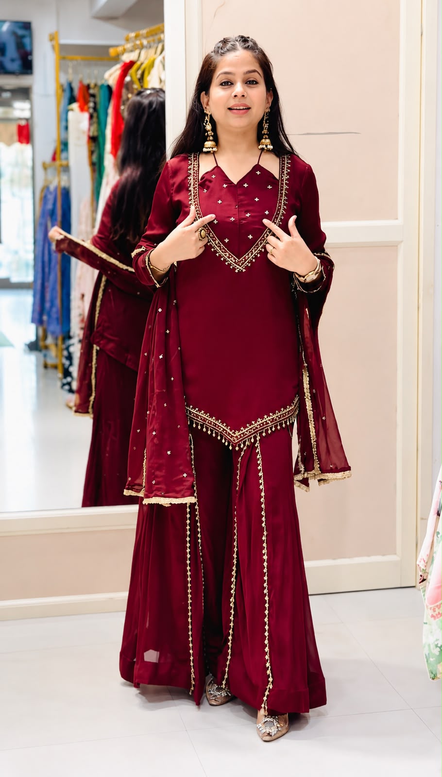 JF 054 Maroon Color Roman Silk Salwar Suit with Embroidery Work. Available at ₹2399 only. Delivery 4-6 Working Days. Shop now. | Jump Suits, Straight Suits, Casual Suits, Creative suits, Designer Suits, Palazzo Suits, Party Wear Suits, Patiala Suits, Salwar suit