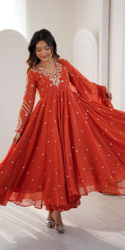 JF 056 Orange Faux Georgette Salwar Suit with Mirror Work & Embroidery Work. Get it for ₹2349. Delivery 4-6 Working Days. Shop now. | Jump Suits, Straight Suits, Casual Suits, Creative suits, Designer Suits, Palazzo Suits, Party Wear Suits, Patiala Suits, Salwar suit