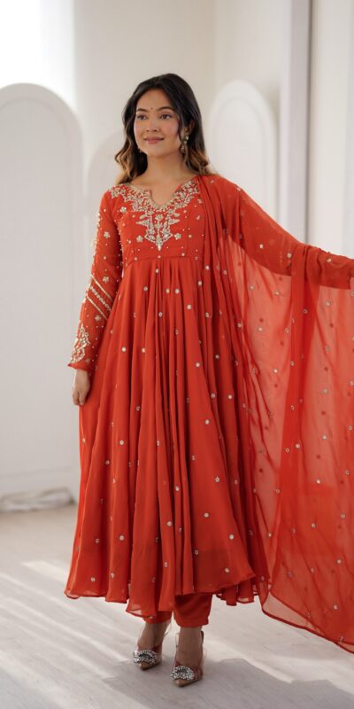 JF 056 Orange Faux Georgette Salwar Suit with Mirror Work & Embroidery Work. Get it for ₹2349. Delivery 4-6 Working Days. Shop now. | Jump Suits, Straight Suits, Casual Suits, Creative suits, Designer Suits, Palazzo Suits, Party Wear Suits, Patiala Suits, Salwar suit