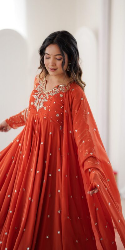 JF 056 Orange Faux Georgette Salwar Suit with Mirror Work & Embroidery Work. Get it for ₹2349. Delivery 4-6 Working Days. Shop now. | Jump Suits, Straight Suits, Casual Suits, Creative suits, Designer Suits, Palazzo Suits, Party Wear Suits, Patiala Suits, Salwar suit