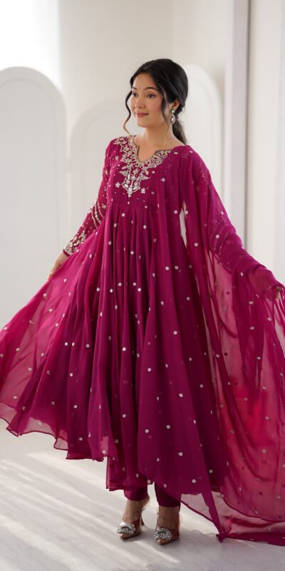 JF 056 Pink Faux Georgette Salwar Suit with Mirror Work & Embroidery Work. Get it for ₹2349. Delivery 4-6 Working Days. Shop now. | Jump Suits, Straight Suits, Casual Suits, Creative suits, Designer Suits, Palazzo Suits, Party Wear Suits, Patiala Suits, Salwar suit