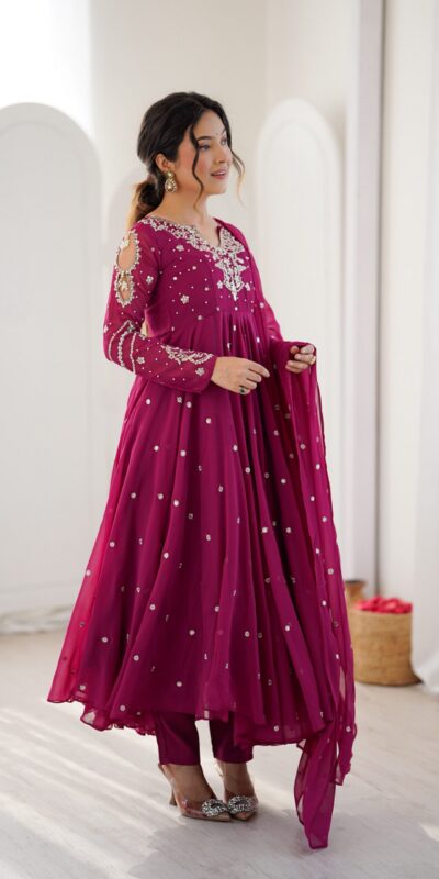JF 056 Pink Faux Georgette Salwar Suit with Mirror Work & Embroidery Work. Get it for ₹2349. Delivery 4-6 Working Days. Shop now. | Jump Suits, Straight Suits, Casual Suits, Creative suits, Designer Suits, Palazzo Suits, Party Wear Suits, Patiala Suits, Salwar suit
