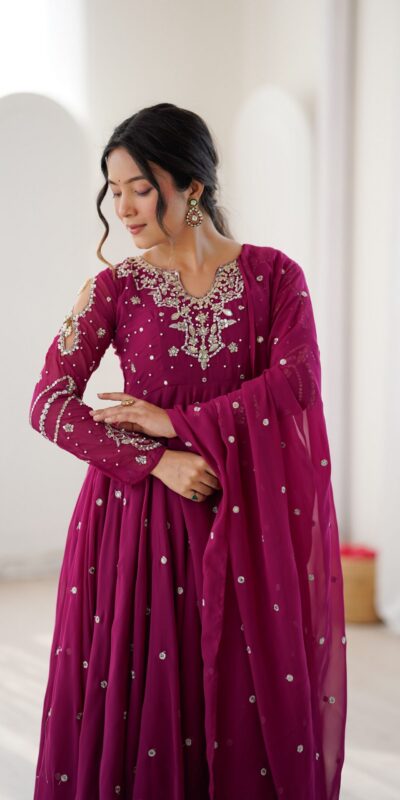 JF 056 Pink Faux Georgette Salwar Suit with Mirror Work & Embroidery Work. Get it for ₹2349. Delivery 4-6 Working Days. Shop now. | Jump Suits, Straight Suits, Casual Suits, Creative suits, Designer Suits, Palazzo Suits, Party Wear Suits, Patiala Suits, Salwar suit