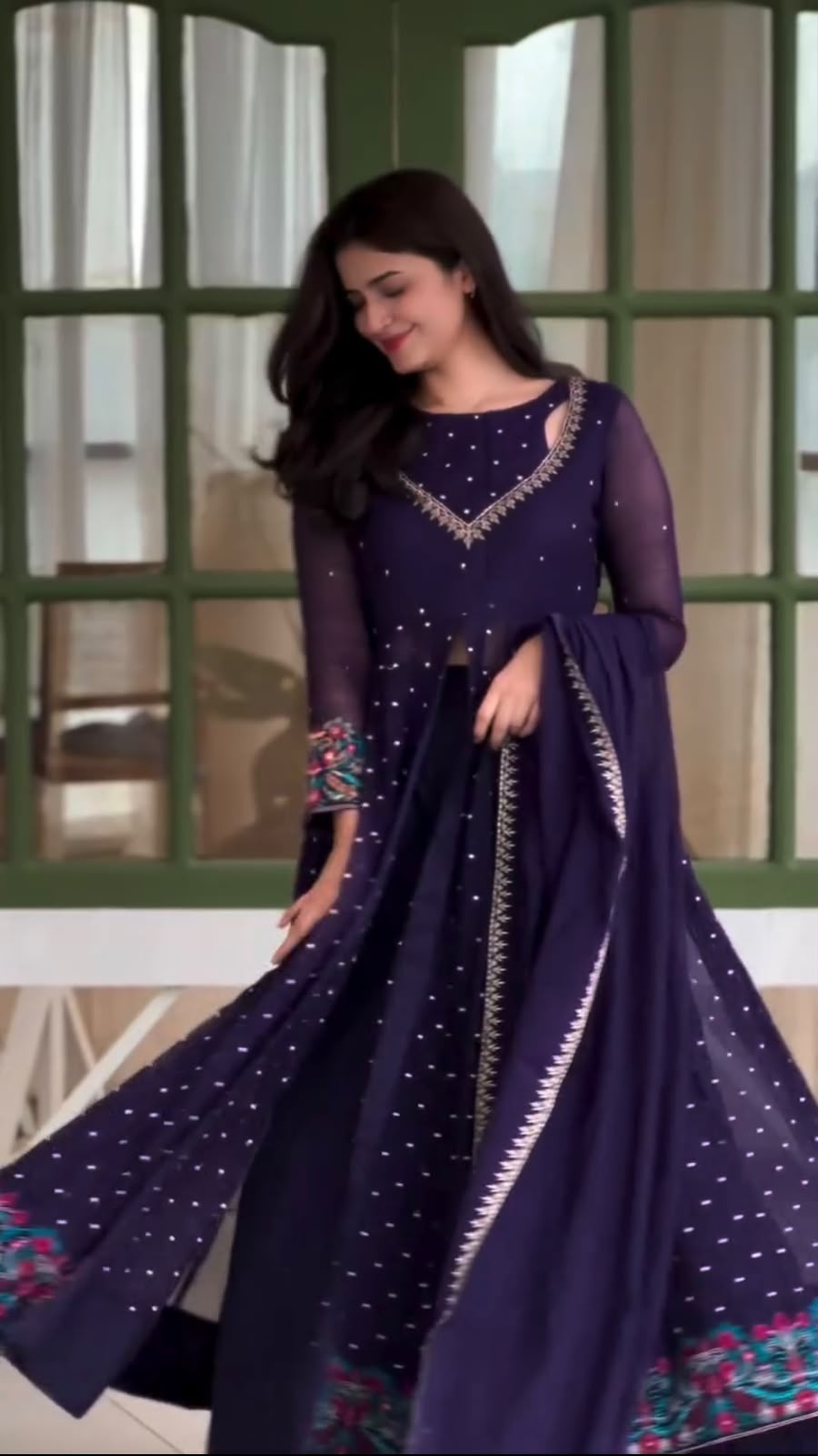 SR 1721 Purple l Faux Georgette Salwar Suit with Mirror Work & Embroidery Work. Get it for ₹2399. Delivery 4-6 Working Days. Shop now. | Jump Suits, Straight Suits, Casual Suits, Creative suits, Designer Suits, Palazzo Suits, Party Wear Suits, Patiala Suits, Salwar suit