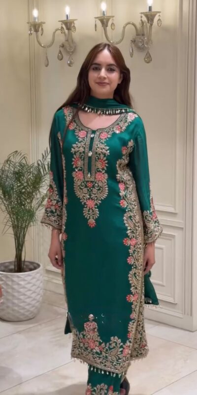 AD 240 Teal Faux Georgette Salwar Suit with Mirror Work & Embroidery Work. Get it for ₹2449. Delivery 4-6 Working Days. Shop now. | Jump Suits, Straight Suits, Casual Suits, Creative suits, Designer Suits, Palazzo Suits, Party Wear Suits, Patiala Suits, Salwar suit