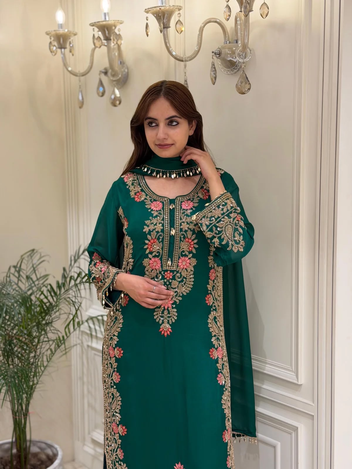 AD 240 Teal Faux Georgette Salwar Suit with Mirror Work & Embroidery Work. Get it for ₹2449. Delivery 4-6 Working Days. Shop now. | Jump Suits, Straight Suits, Casual Suits, Creative suits, Designer Suits, Palazzo Suits, Party Wear Suits, Patiala Suits, Salwar suit