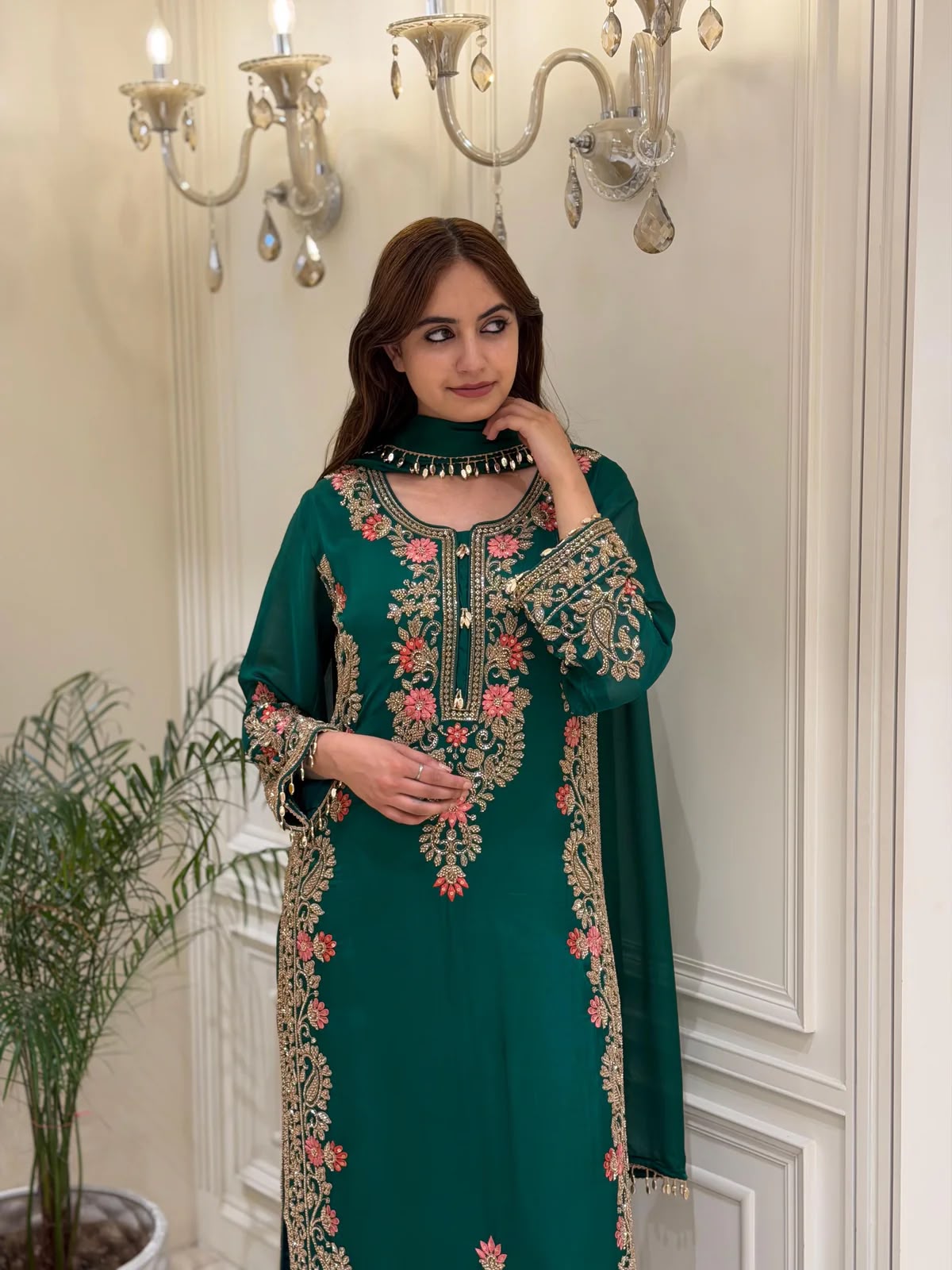 AD 240 Teal Faux Georgette Salwar Suit with Mirror Work & Embroidery Work. Get it for ₹2449. Delivery 4-6 Working Days. Shop now. | Jump Suits, Straight Suits, Casual Suits, Creative suits, Designer Suits, Palazzo Suits, Party Wear Suits, Patiala Suits, Salwar suit