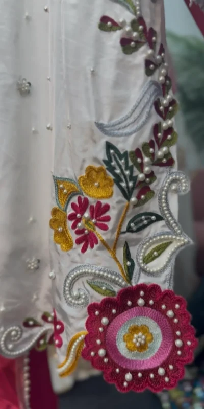 VLM 338 White Color Roman Silk Salwar Suit with Embroidery Work. Available at ₹2499 only. Delivery 4-6 Working Days. Shop now. | Jump Suits, Straight Suits, Casual Suits, Creative suits, Designer Suits, Palazzo Suits, Party Wear Suits, Patiala Suits, Salwar suit