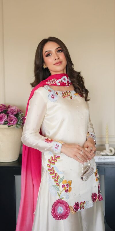 VLM 338 White Color Roman Silk Salwar Suit with Embroidery Work. Available at ₹2499 only. Delivery 4-6 Working Days. Shop now. | Jump Suits, Straight Suits, Casual Suits, Creative suits, Designer Suits, Palazzo Suits, Party Wear Suits, Patiala Suits, Salwar suit