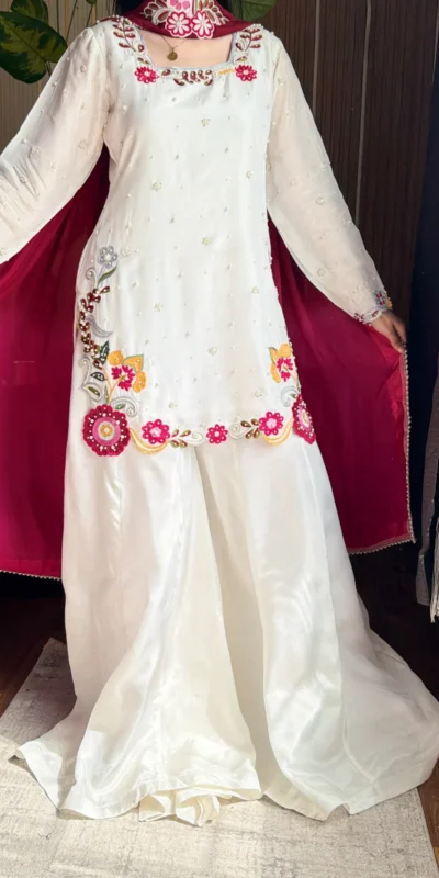 VLM 338 White Color Roman Silk Salwar Suit with Embroidery Work. Available at ₹2499 only. Delivery 4-6 Working Days. Shop now. | Jump Suits, Straight Suits, Casual Suits, Creative suits, Designer Suits, Palazzo Suits, Party Wear Suits, Patiala Suits, Salwar suit