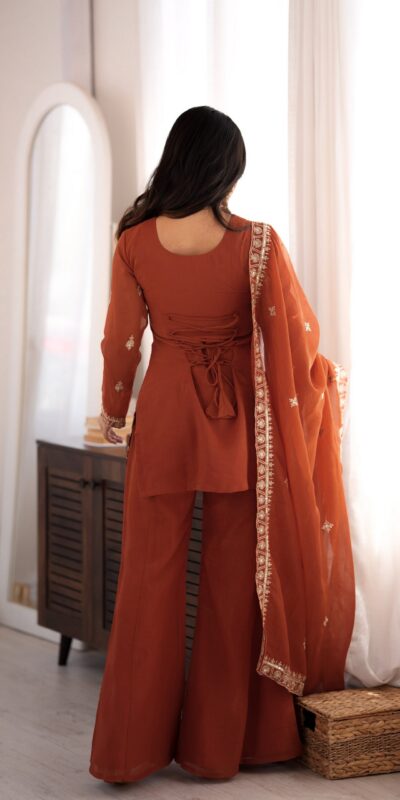 KB 311 Rust Crunchy Silk Salwar Suit with Embroidery Work & Sequins Work. Exclusive Offer ₹2049. Delivery 4-6 Working Days. Shop now. | Jump Suits, Straight Suits, Casual Suits, Creative suits, Designer Suits, Palazzo Suits, Party Wear Suits, Patiala Suits, Salwar suit