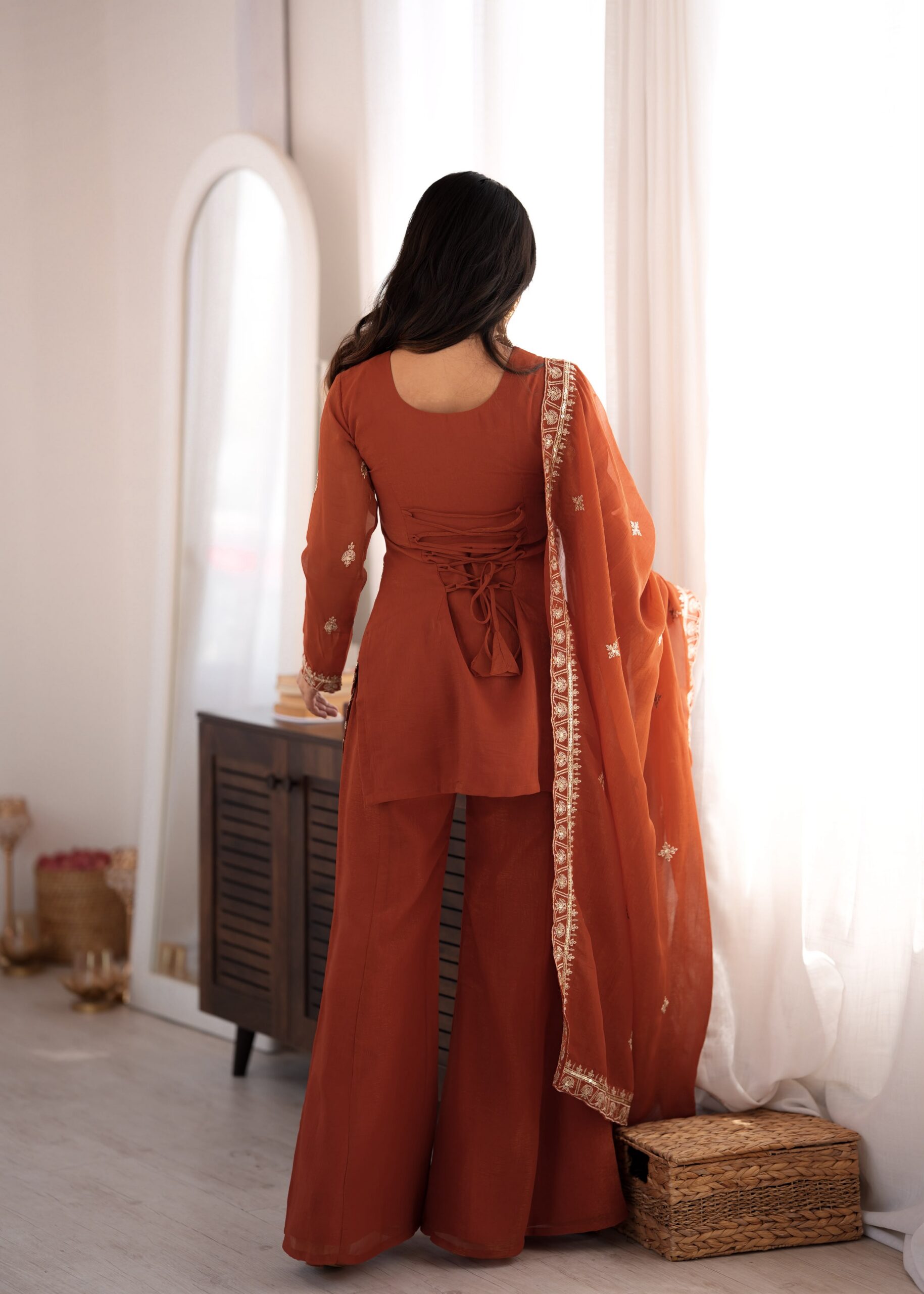 KB 311 Rust Crunchy Silk Salwar Suit with Embroidery Work & Sequins Work. Exclusive Offer ₹2049. Delivery 4-6 Working Days. Shop now. | Jump Suits, Straight Suits, Casual Suits, Creative suits, Designer Suits, Palazzo Suits, Party Wear Suits, Patiala Suits, Salwar suit