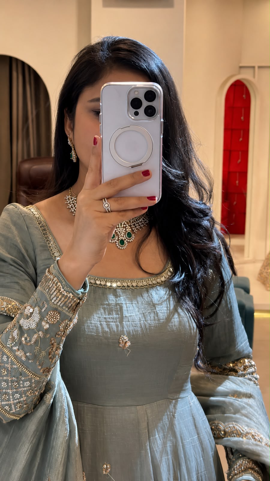 SSR 550 Grey in Crunchy Silk Embroidery Work & Lace Work Gown . Special Price ₹2799. Delivery 4-6 Working Days. Shop now. | Bollywood Gowns, Creative Gowns, Designer Gowns, Embroidered Gowns, Gowns, Party Wear Gowns