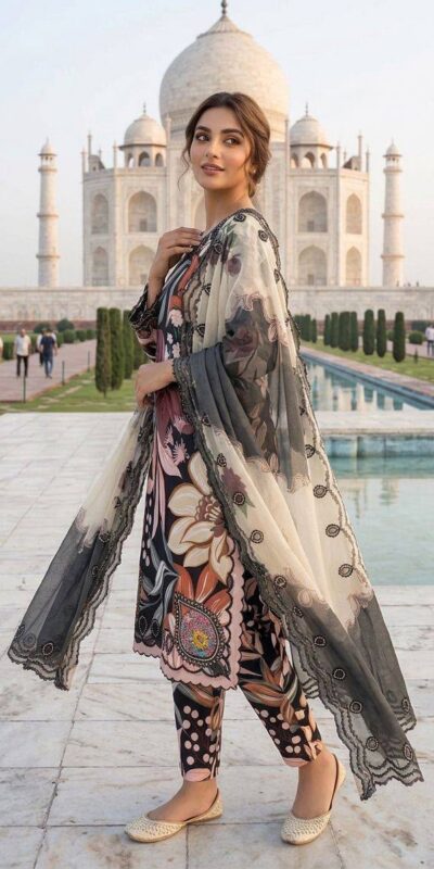 LG 2094 Black Perfect for Wedding, Party, Ganesh Chaturthi, Cultural Events, Durga Puja – Printed Muslin Salwar Suit. Now at just ₹2299. Delivery 4-6 Worki | Jump Suits, Straight Suits, Casual Suits, Creative suits, Designer Suits, Palazzo Suits, Party Wear Suits, Patiala Suits, Salwar suit