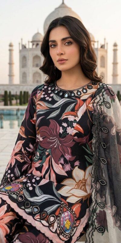 LG 2094 Black Perfect for Wedding, Party, Ganesh Chaturthi, Cultural Events, Durga Puja – Printed Muslin Salwar Suit. Now at just ₹2299. Delivery 4-6 Worki | Jump Suits, Straight Suits, Casual Suits, Creative suits, Designer Suits, Palazzo Suits, Party Wear Suits, Patiala Suits, Salwar suit