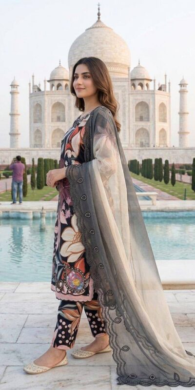 LG 2094 Black Perfect for Wedding, Party, Ganesh Chaturthi, Cultural Events, Durga Puja – Printed Muslin Salwar Suit. Now at just ₹2299. Delivery 4-6 Worki | Jump Suits, Straight Suits, Casual Suits, Creative suits, Designer Suits, Palazzo Suits, Party Wear Suits, Patiala Suits, Salwar suit