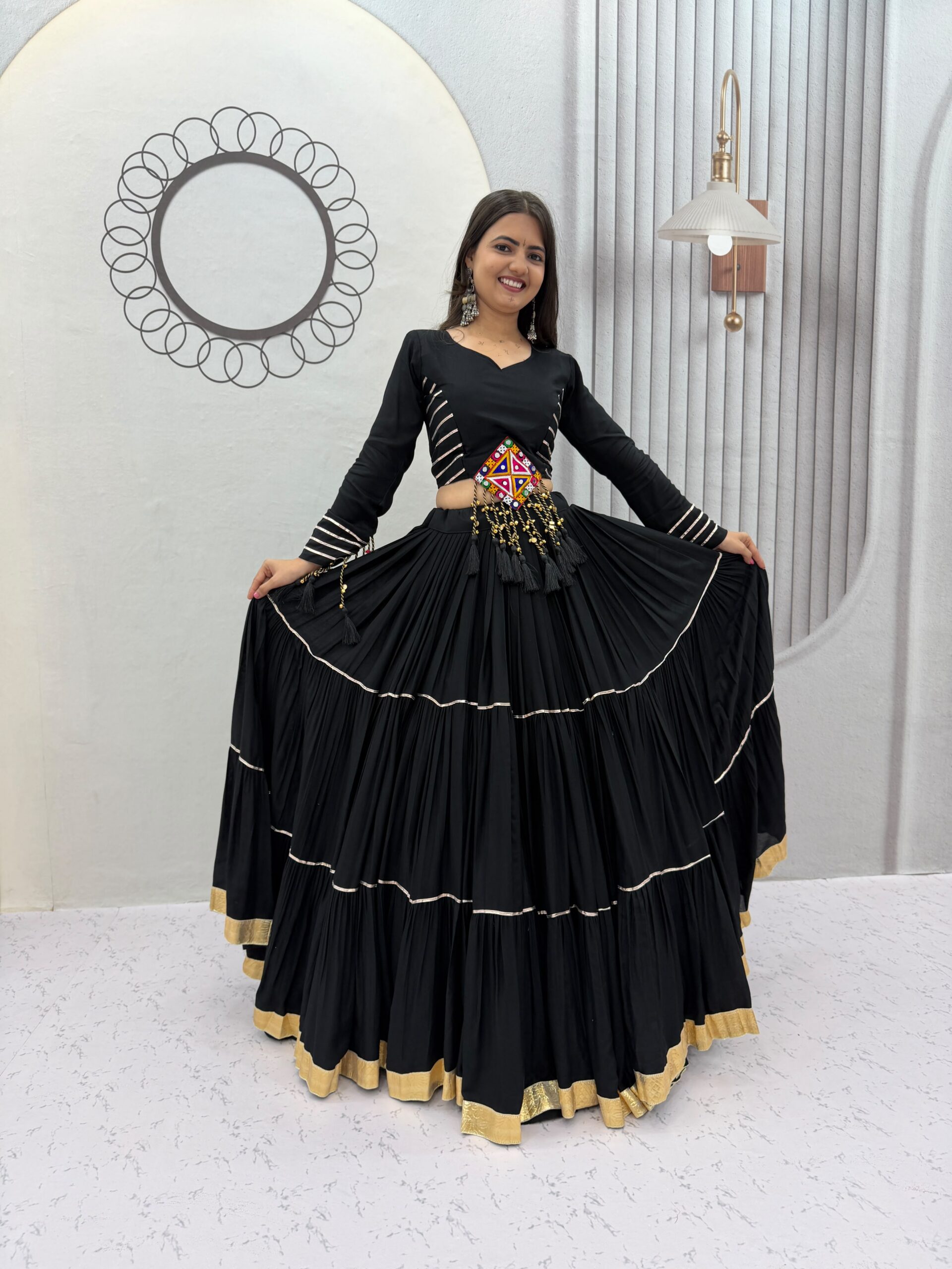 PC 597 Black in Pure Cotton Mirror Work & Gamthi Work Lehenga Choli . Exclusive Offer ₹2899. Delivery 4-6 Working Days. Shop now. | Bollywood Lehenga, Creative Lehenga, Designer Lehenga, Embroidered Lehenga, Lehenga, Party Wear Lehenga