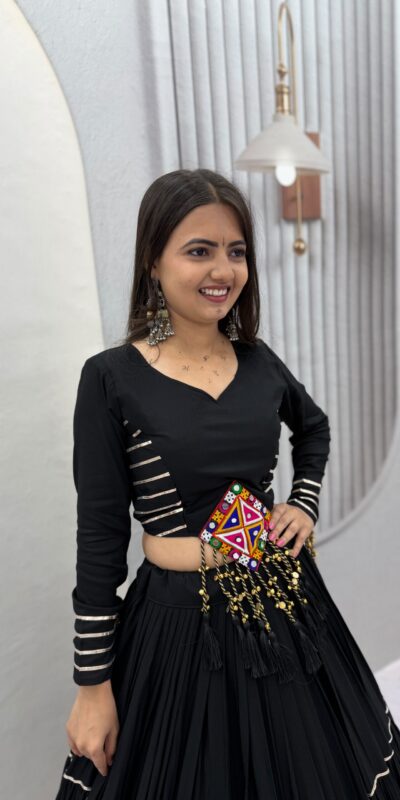 PC 597 Black in Pure Cotton Mirror Work & Gamthi Work Lehenga Choli . Exclusive Offer ₹2899. Delivery 4-6 Working Days. Shop now. | Bollywood Lehenga, Creative Lehenga, Designer Lehenga, Embroidered Lehenga, Lehenga, Party Wear Lehenga