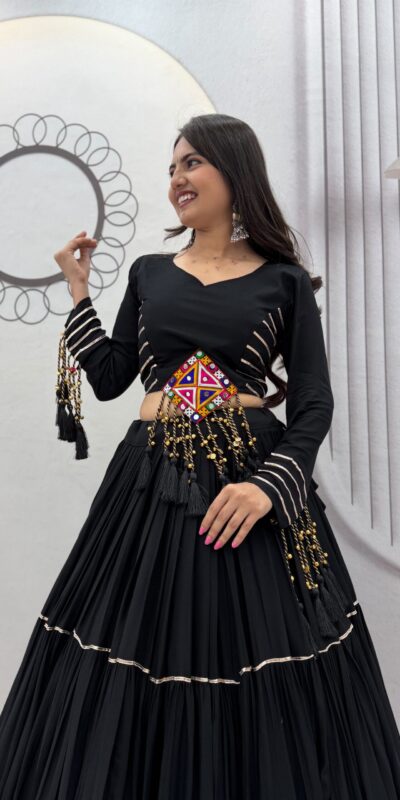 PC 597 Black in Pure Cotton Mirror Work & Gamthi Work Lehenga Choli . Exclusive Offer ₹2899. Delivery 4-6 Working Days. Shop now. | Bollywood Lehenga, Creative Lehenga, Designer Lehenga, Embroidered Lehenga, Lehenga, Party Wear Lehenga