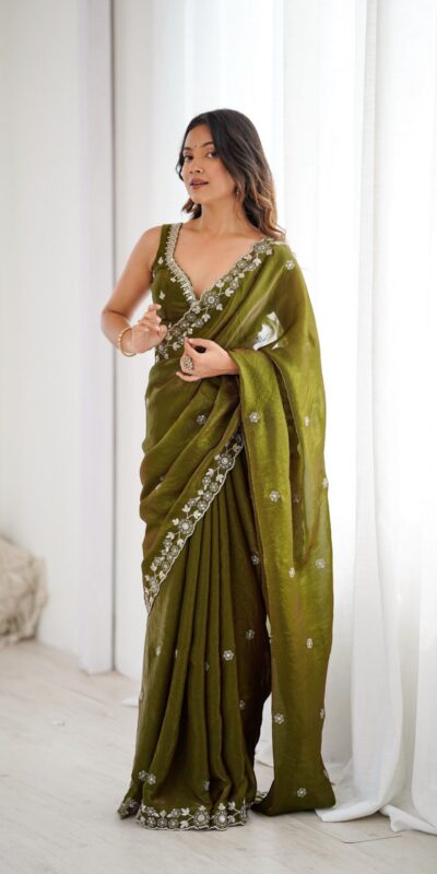 SP 61 Mehandi Color Fendy Silk Saree With Sequins Work. Wedding, Party, Festive, Events Get it for ₹2149. Delivery 4-6 Working Days. Online Best Shop now. | Bollywood Sarees, Creative Sarees, Designer Sarees, Embroidered Sarees, Ethnic Saree, Modern Digital sarees, Party Wear Sarees, Sarees