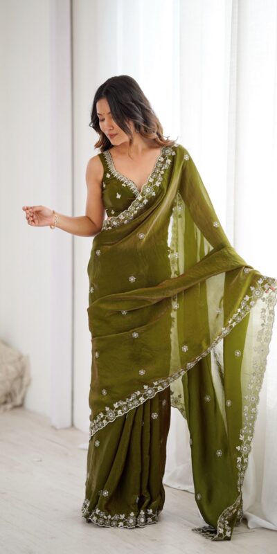 SP 61 Mehandi Color Fendy Silk Saree With Sequins Work. Wedding, Party, Festive, Events Get it for ₹2149. Delivery 4-6 Working Days. Online Best Shop now. | Bollywood Sarees, Creative Sarees, Designer Sarees, Embroidered Sarees, Ethnic Saree, Modern Digital sarees, Party Wear Sarees, Sarees