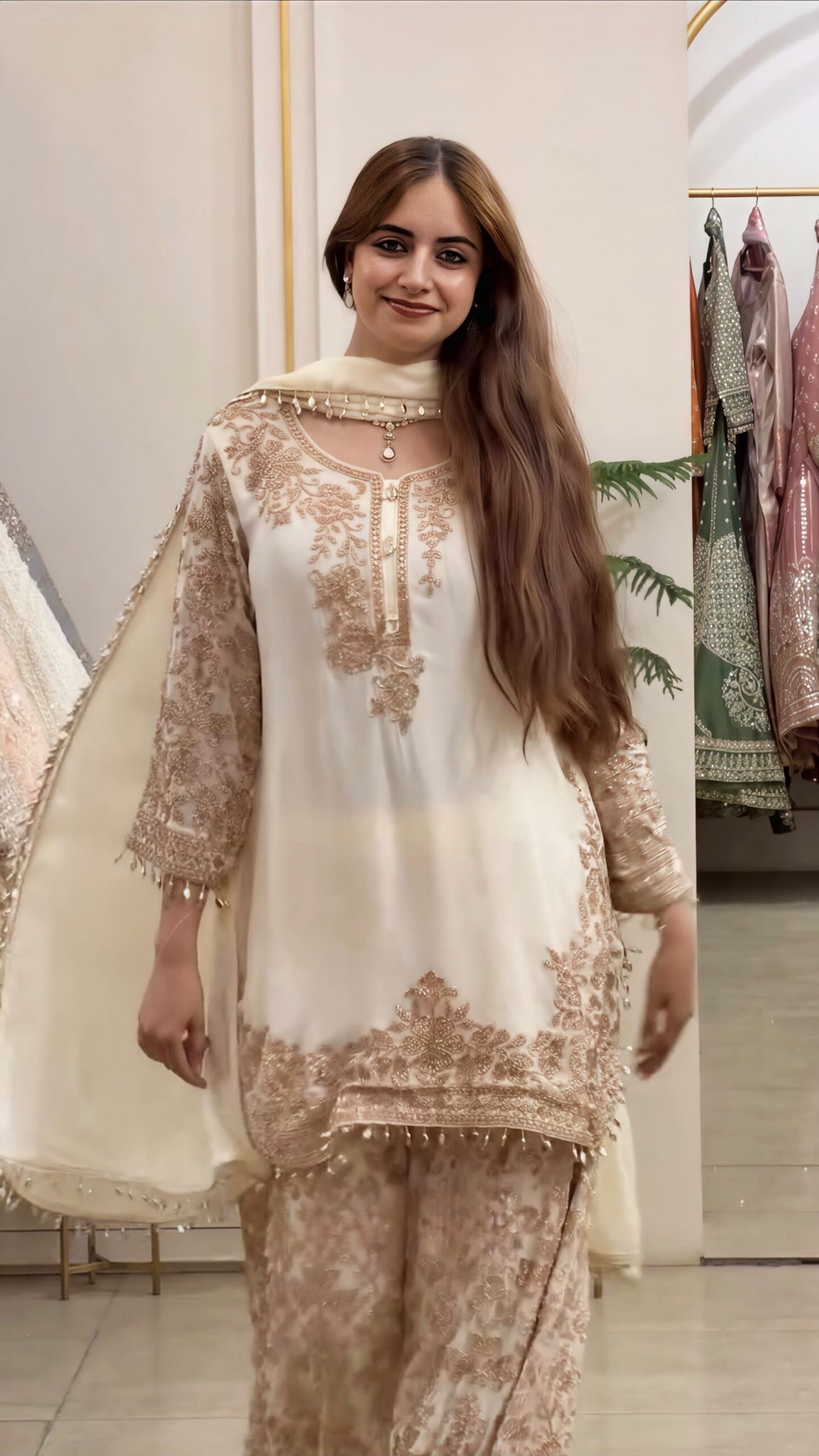 SR 1720 Off White Faux Georgette Salwar Suit with Mirror Work & Embroidery Work. Get it for ₹2549. Delivery 4-6 Working Days. Shop now. | Jump Suits, Straight Suits, Casual Suits, Creative suits, Designer Suits, Palazzo Suits, Party Wear Suits, Patiala Suits, Salwar suit