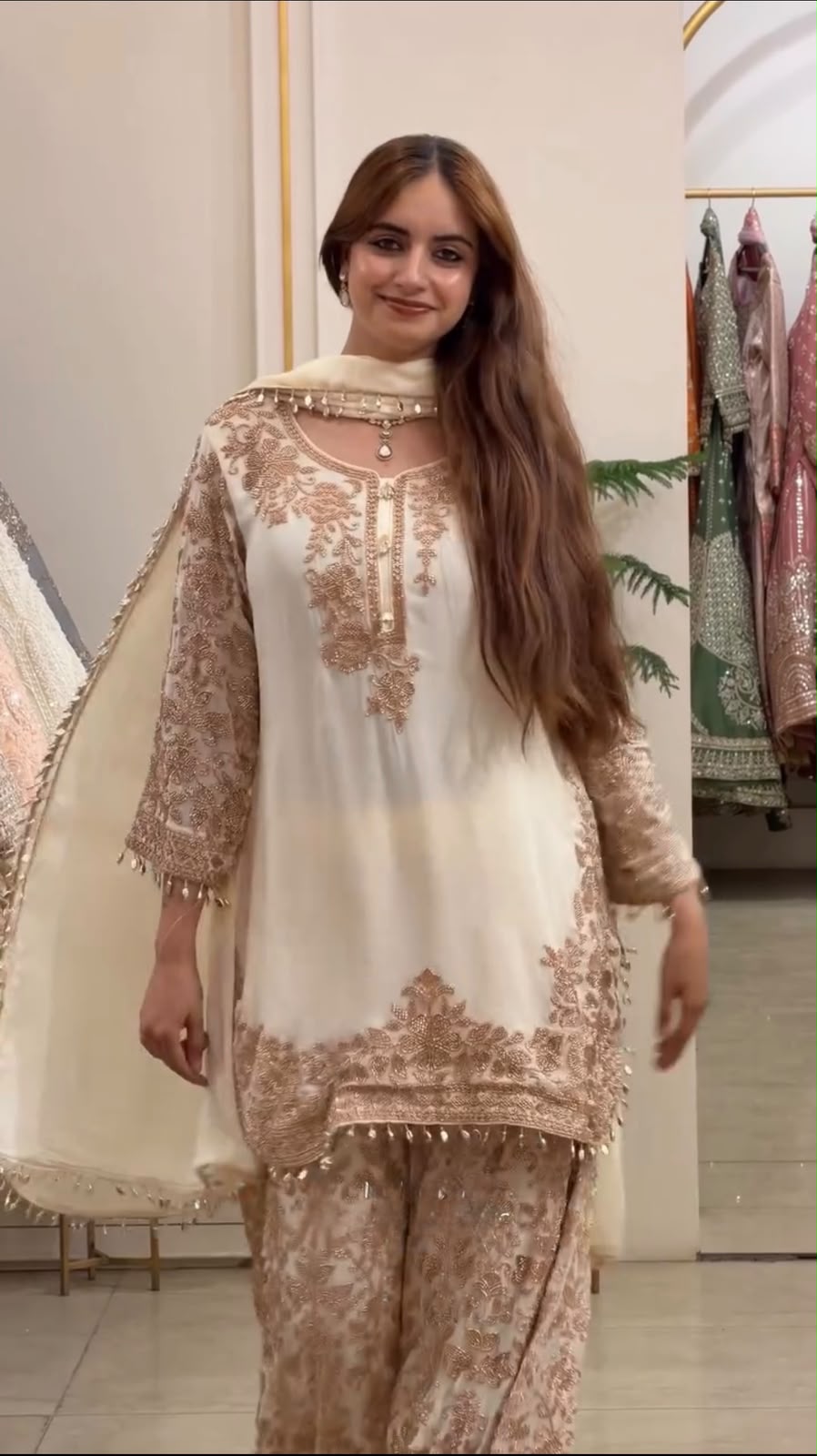 SR 1720 Off White Faux Georgette Salwar Suit with Mirror Work & Embroidery Work. Get it for ₹2549. Delivery 4-6 Working Days. Shop now. | Jump Suits, Straight Suits, Casual Suits, Creative suits, Designer Suits, Palazzo Suits, Party Wear Suits, Patiala Suits, Salwar suit