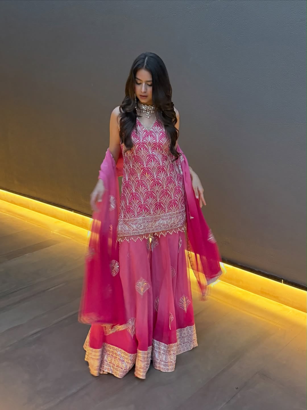 ST 1190 Pink Printed Faux Georgette Salwar Suit with Embroidery Work & Lace Work. Affordable Price ₹2349. Delivery 4-6 Working Days. Shop now. | Jump Suits, Straight Suits, Casual Suits, Creative suits, Designer Suits, Palazzo Suits, Party Wear Suits, Patiala Suits, Salwar suit