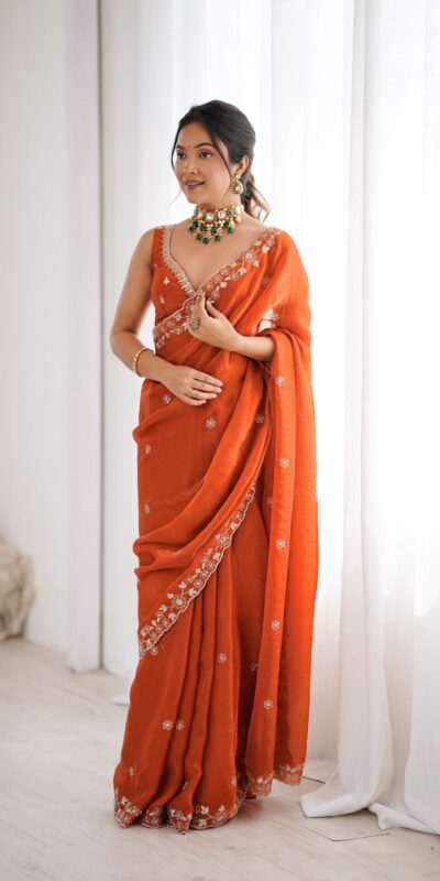 SP 61 Rust Color Fendy Silk Saree With Sequins Work. Wedding, Party, Festive, Events Get it for ₹2149. Delivery 4-6 Working Days. Online Best Shop now. | Bollywood Sarees, Creative Sarees, Designer Sarees, Embroidered Sarees, Ethnic Saree, Modern Digital sarees, Party Wear Sarees, Sarees