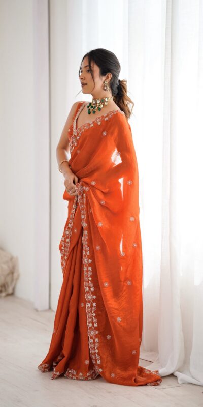 SP 61 Rust Color Fendy Silk Saree With Sequins Work. Wedding, Party, Festive, Events Get it for ₹2149. Delivery 4-6 Working Days. Online Best Shop now. | Bollywood Sarees, Creative Sarees, Designer Sarees, Embroidered Sarees, Ethnic Saree, Modern Digital sarees, Party Wear Sarees, Sarees