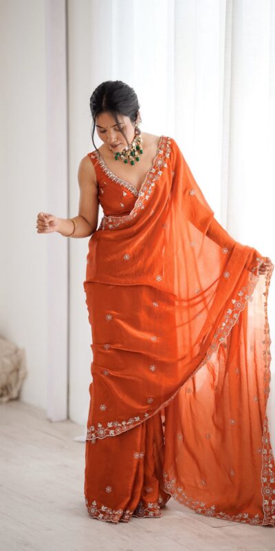 SP 61 Rust Color Fendy Silk Saree With Sequins Work. Wedding, Party, Festive, Events Get it for ₹2149. Delivery 4-6 Working Days. Online Best Shop now. | Bollywood Sarees, Creative Sarees, Designer Sarees, Embroidered Sarees, Ethnic Saree, Modern Digital sarees, Party Wear Sarees, Sarees
