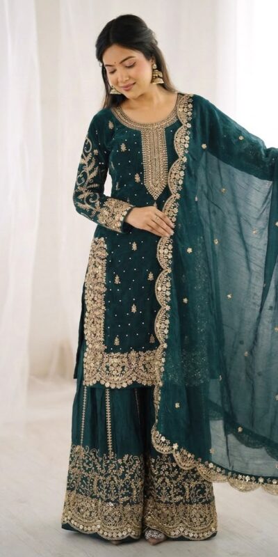 ZSR 3167 Teal Fendy Silk Salwar Suitwith Embroidery Work & Lace Work. Now at just ₹2149. Delivery 4-6 Working Days. Shop now. | Jump Suits, Straight Suits, Casual Suits, Creative suits, Designer Suits, Palazzo Suits, Party Wear Suits, Patiala Suits, Salwar suit