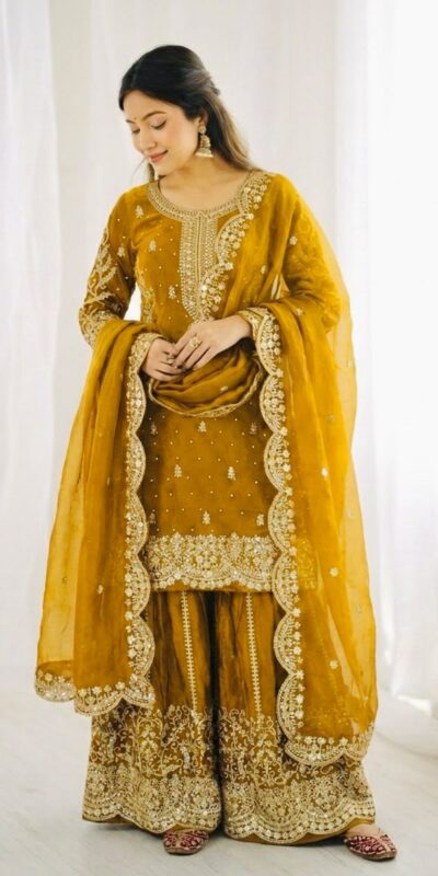ZSR 3167 Yellow Fendy Silk Salwar Suitwith Embroidery Work & Lace Work. Now at just ₹2149. Delivery 4-6 Working Days. Shop now. | Jump Suits, Straight Suits, Casual Suits, Creative suits, Designer Suits, Palazzo Suits, Party Wear Suits, Patiala Suits, Salwar suit