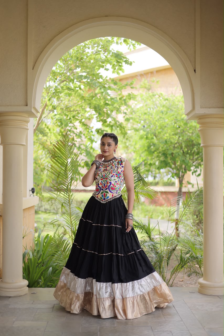 KA 5071 Black Rayon Embroidery Work & Cowrie Work Lehenga Choli . Grab it for ₹2849. Delivery 4-6 Working Days. Shop now. | Bollywood Lehenga, Creative Lehenga, Designer Lehenga, Embroidered Lehenga, Lehenga, Party Wear Lehenga
