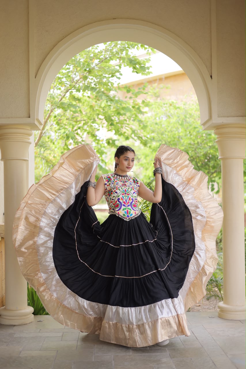 KA 5071 Black Rayon Embroidery Work & Cowrie Work Lehenga Choli . Grab it for ₹2849. Delivery 4-6 Working Days. Shop now. | Bollywood Lehenga, Creative Lehenga, Designer Lehenga, Embroidered Lehenga, Lehenga, Party Wear Lehenga