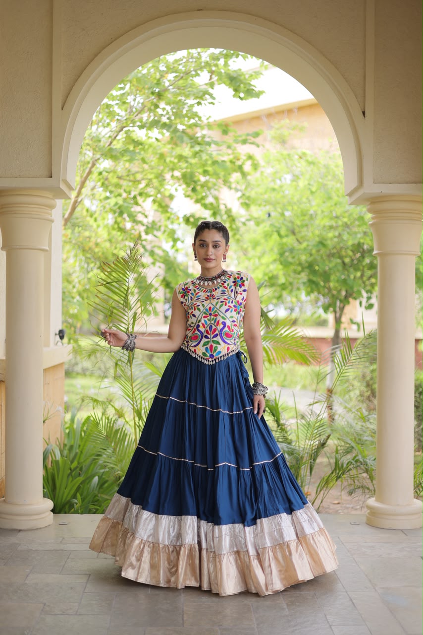 KA 5071 Blue colour Rayon Embroidery Work & Cowrie Work Lehenga Choli . Grab it for ₹2849. Delivery 4-6 Working Days. Shop now. | Bollywood Lehenga, Creative Lehenga, Designer Lehenga, Embroidered Lehenga, Lehenga, Party Wear Lehenga