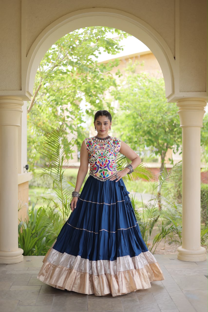 KA 5071 Blue colour Rayon Embroidery Work & Cowrie Work Lehenga Choli . Grab it for ₹2849. Delivery 4-6 Working Days. Shop now. | Bollywood Lehenga, Creative Lehenga, Designer Lehenga, Embroidered Lehenga, Lehenga, Party Wear Lehenga