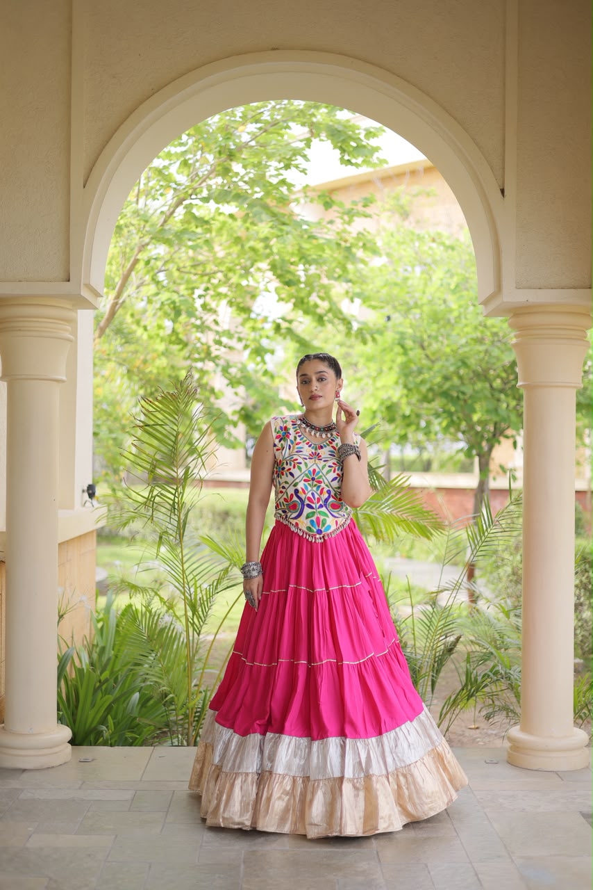KA 5071 Pink colour Rayon Embroidery Work & Cowrie Work Lehenga Choli . Grab it for ₹2849. Delivery 4-6 Working Days. Shop now. | Bollywood Lehenga, Creative Lehenga, Designer Lehenga, Embroidered Lehenga, Lehenga, Party Wear Lehenga