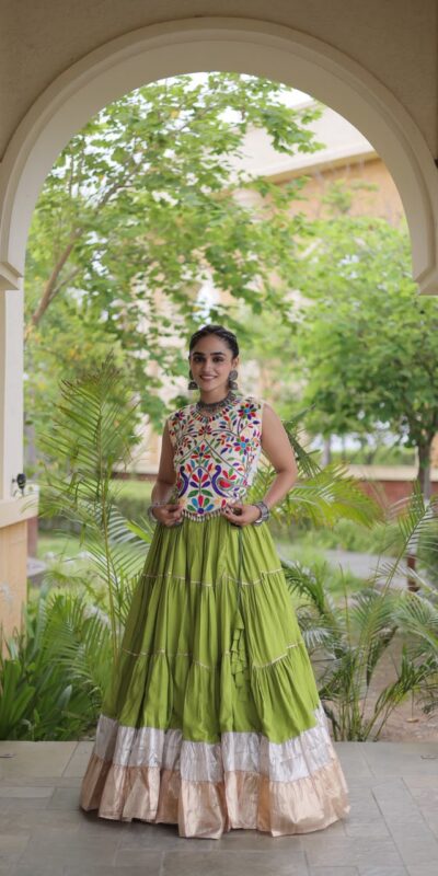KA 5071 Pista Rayon Embroidery Work & Cowrie Work Lehenga Choli . Grab it for ₹2849. Delivery 4-6 Working Days. Shop now. | Bollywood Lehenga, Creative Lehenga, Designer Lehenga, Embroidered Lehenga, Lehenga, Party Wear Lehenga