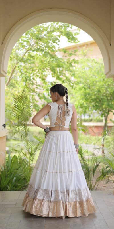 KA 5071 White Rayon Embroidery Work & Cowrie Work Lehenga Choli . Grab it for ₹2849. Delivery 4-6 Working Days. Shop now. | Bollywood Lehenga, Creative Lehenga, Designer Lehenga, Embroidered Lehenga, Lehenga, Party Wear Lehenga