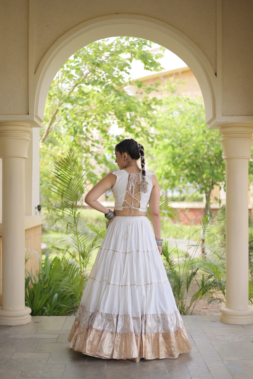 KA 5071 White Rayon Embroidery Work & Cowrie Work Lehenga Choli . Grab it for ₹2849. Delivery 4-6 Working Days. Shop now. | Bollywood Lehenga, Creative Lehenga, Designer Lehenga, Embroidered Lehenga, Lehenga, Party Wear Lehenga