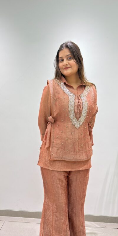 BE 493 Rust Colour | Brown Salsa Silk Kurti with Hand Work. Get it for ₹2199. Delivery 4-6 Working Days. Online Shop now. | Bollywood Kurti, Creative Kurtis, Designer Kurti, Kurti, Party Wear Kurti, Selfie Kurti