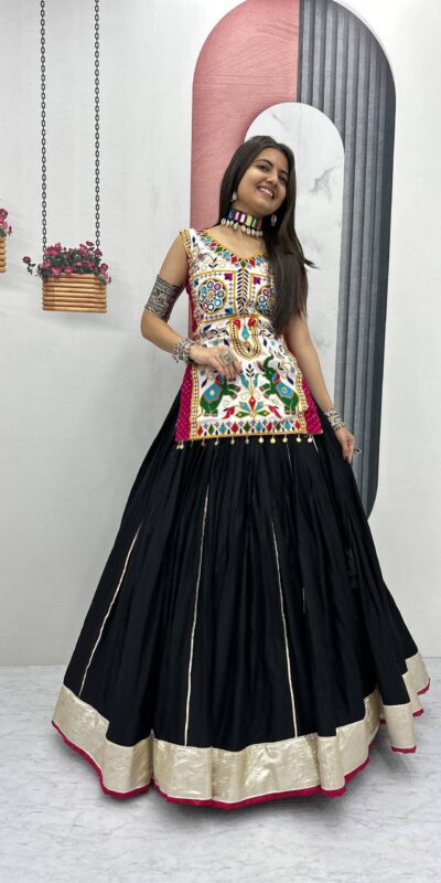 PC N43 Black in Pure Cotton Mirror Work & Gamthi Work Lehenga Choli . Exclusive Offer ₹2949. Delivery 4-6 Working Days. Shop now. | Bollywood Lehenga, Creative Lehenga, Designer Lehenga, Embroidered Lehenga, Lehenga, Party Wear Lehenga
