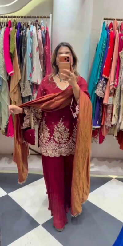ZSR 3186 Maroon French Crep Silk Salwar Suit Perfect for Wedding, Party, Engagement, Baisakhi, Pongal – . Special Price ₹2249. Delivery 4-6 Working Days | Jump Suits, Straight Suits, Casual Suits, Creative suits, Designer Suits, Palazzo Suits, Party Wear Suits, Patiala Suits, Salwar suit