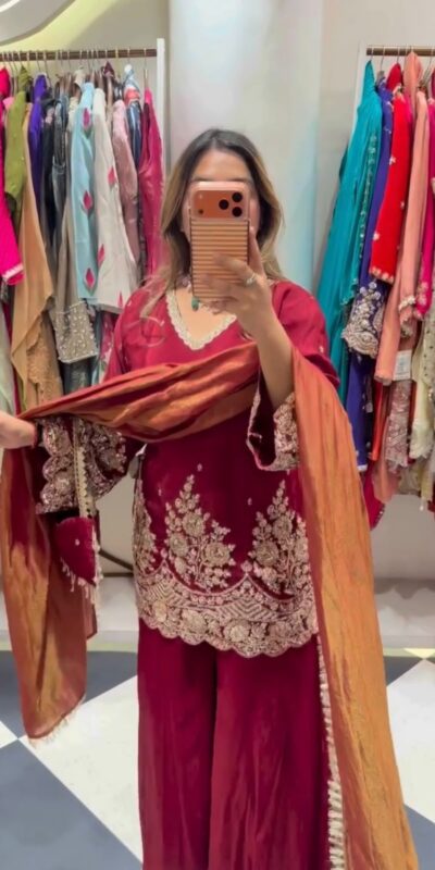ZSR 3186 Maroon French Crep Silk Salwar Suit Perfect for Wedding, Party, Engagement, Baisakhi, Pongal – . Special Price ₹2249. Delivery 4-6 Working Days | Jump Suits, Straight Suits, Casual Suits, Creative suits, Designer Suits, Palazzo Suits, Party Wear Suits, Patiala Suits, Salwar suit